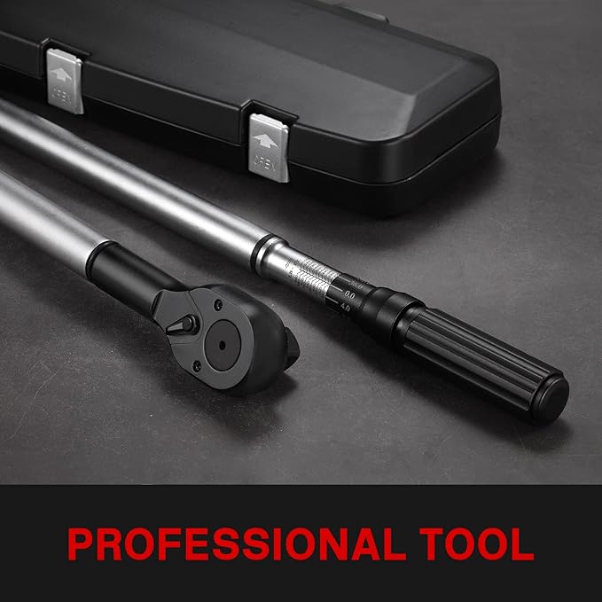 1-Inch Drive Click Torque Wrench, Dual-Scale Adjustable Torque Wrench Set with a Hex Key 200-1000ft.lb / 271-1356.7Nm