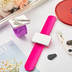 WILLBOND Magnetic Sewing Pincushion Wristband, 2 Pieces, with Flannelette Bag, Silicone Bracelet, Rose Red, Purple