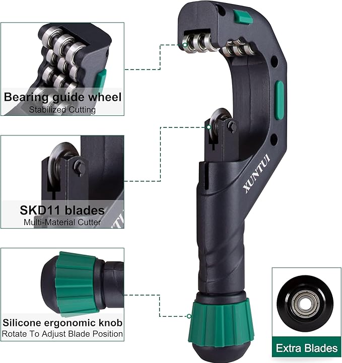 Large Copper Pipe Cutter Tool Set 1/4"-2 3/4" OD, Tube Cutter for Copper,Brass,Aluminum&Stainless Steel, HVAC Metal Tubing cutter Tool with Deburring Tools&Extra Blades