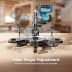 SEESII Sliding Compound Miter Saw: Cordless Power Miter Saw with Laser Guide 8-Inch, 2 * 5000 mAh Batteries, Single Bevel 45°, 24T TCT Blade, Max Cut 2.5×12-inch, Ideal for DIY & Woodworking