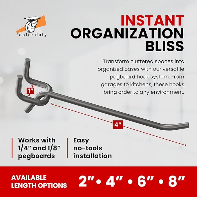 50 PC PEG Board Hooks 4 inch Pegboard Hooks 4" Length Wholesale Lot