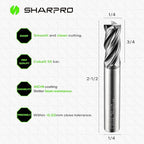 SHAPPRO 1/4 Inch Shank Carbide Square End Mill, 4 Flute CNC Milling Bits, Heat-Resistant Metal Cutting Bits Suitable Alloy Steel, Stainless Steel, Various Cast Iron（5PCS）
