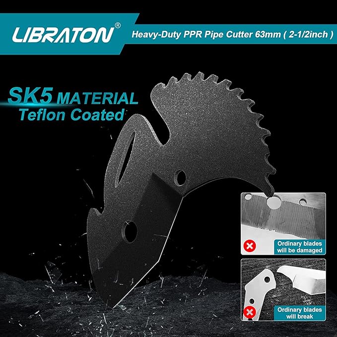Libraton PVC Pipe Cutter, Up to 2-1/2", Ratchet Pipe Cutter Heavy-Duty, Pex Cutting Tool for Cutting PEX, PVC, PPR Plastic Hoses and Plumbing Pipe