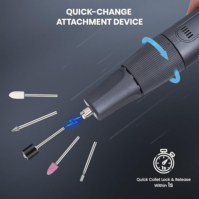 HARDELL Cordless Rotary Tool Kit 8V, 5-Speed Rotary Tool with Digital Display & Auto-Lock Chuck, Quick-Change Power Rotary Tool with Light for Drilling, Engraving, Pet Grooming, DIY Crafts