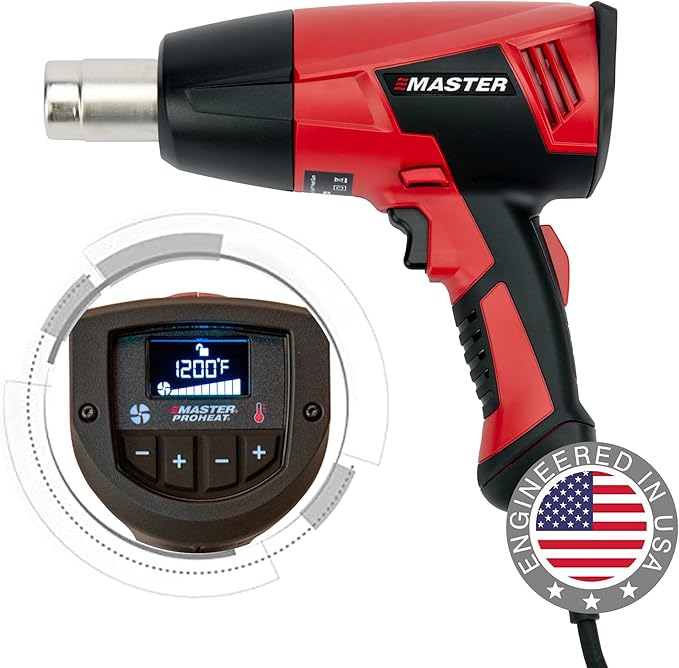 Master Appliance Proheat PH-1400A Professional Heat Gun - Programmable Backlit LCD Display, Quick Change Heating Element, 1560W, 13A, 120V, Engineered in the USA