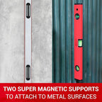 PROMAKER 18 inch Level, Magnetic Level with 180° 90° 45° bubbles, Shock Resistant, Aluminum Body, Level Tool with Overhead Viewing for Comfortable read PRO-NV030