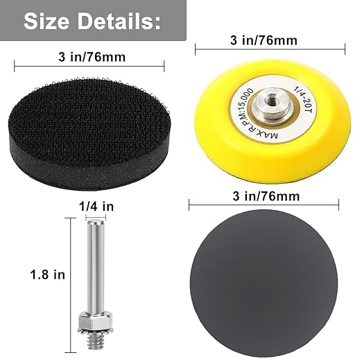 140Pcs 3 Inch Wet Dry Sanding Discs, Assorted 120 to 5000 Grit Silicon Carbide Hook & Loop Sandpaper with 1/4" Shank Sanding Pads and Foam Buffering Pad for Wood Metal Car Polishing & Finishing