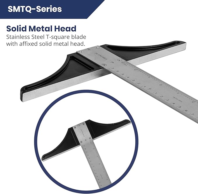 Pacific Arc 36 Inch T Square, Traditional Stainless Steel, Graduated Inch and Metric