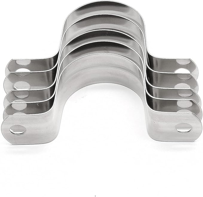 16Pcs 1 1/4 Inch Stainless Steel Conduit Clamps, Two Hole Strap U Bracket Rigid Pipe Strap Metal U Clamp Conduit Strap Tension Clips U-tube Clamp Heavy Duty