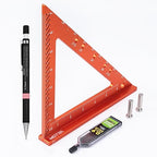 Neitra Square Ruler with Fixed Angle Pin, Accurate Compact Aluminum Alloy Squares with Laser Etched Markings for Carpenter Woodworking Furniture Projects (Orange, 7 Inch)