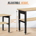 SPECRAFT Adjustable 2-Tier Workbench with 4 AC Outlet and 2 USB Ports Power Outlets, 2000 Lbs Capacity Heavy Duty Workbench, Rubber Wood Top for Garage, Workshop, Office（84x20in）