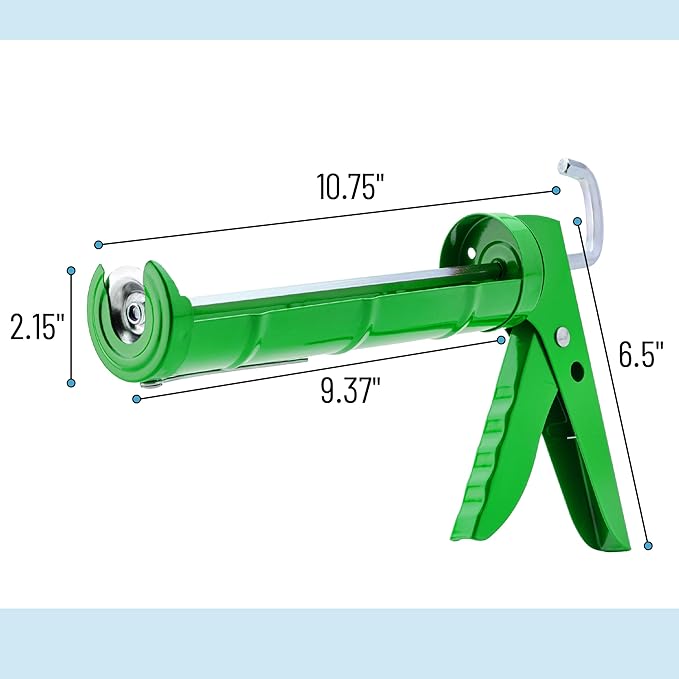 Bates- Caulking Gun, 10:1 Thrust Ratio, Green, Caulking Tool Gun, Caulk Gun No Drip, Hand Caulking Guns, Silicone Gun, Caulking Gun Tool, No Drip Caulk Gun, Caulk Guns, Caulking Gun Dripless