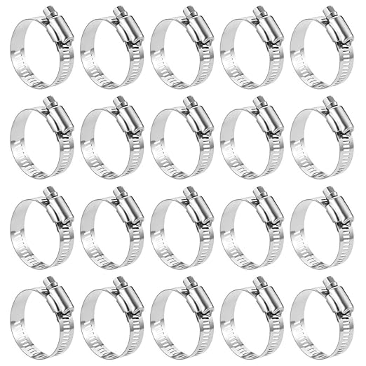 LOKMAN 20 Pack Stainless Steel Hose Clamp Adjustable 1-1/8'' - 2'' (27-51mm) Worm Gear Hose Clamp, Metal Fuel Line Pipe Clamp for Plumbing, Automotive And Mechanical Application