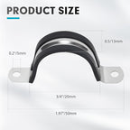 3/4 Inch 20 PCS 2 Holes Rubber Cushioned U Bracket Clamp, Reinforced Rigid Pipe Strap, Stainless Steel Conduit Straps Cable Clamp (20 mm) by Tavonuxt