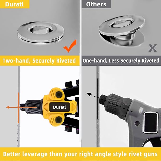 Rivet Gun, 1/4 Pop Rivet Gun Kit with 200 Blind Rivets, 5 Interchangeable Rivet Heads (3/32", 1/8", 5/32", 3/16", 1/4"), Heavy Duty Hand Riveter Tool for Metal, Gutter & Automotive
