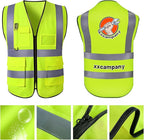 Custom Safety Vest for Men with Logo Pockets Personalized High Visibility Protective Workwear with Reflective Strip