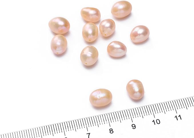 Natural Pearl Beads Rice 8-9mm Pink Freshwater Cultured Loose Gemstone Beads for DIY Jewelry Making 13.8''/Strand HQ