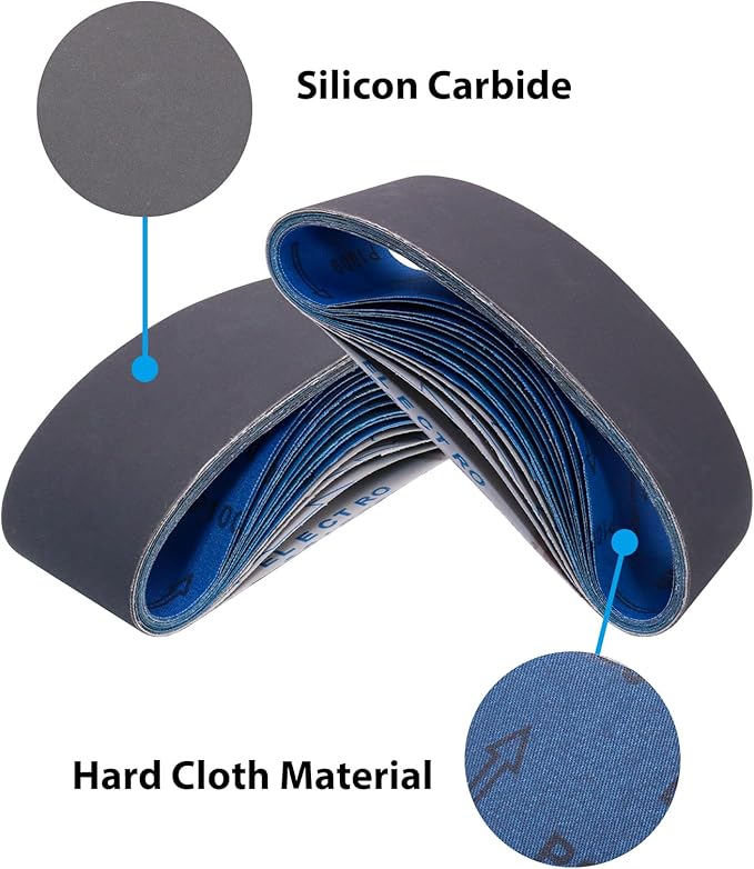 15 Pack 3 x 21 Sanding Belts, Extra Fine Grit 3x21 Silicon Carbide Sander Belt, 5 Pcs Each of 600, 800, 1000 Grits Sanding Belt for Knife Sharpening