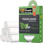 1.2 Gallon Compostable Trash Bags, Small Trash Bags for bathroom office kitchen, Strong Small Garbage Bags fit 4.5-5 Liter Trash Can,1 Gallon-1.5 Gallon,White Compost Bags