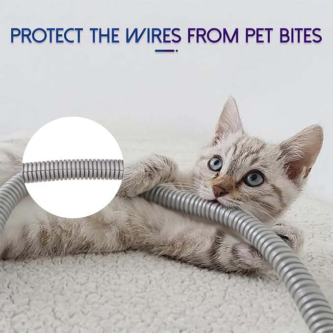 Split Wire Loom Tubing, 10,25ft Cord Protectors from Pets No Chew, Flexible Wire Covers Cord Protectors, Protective Split Cable Sleeve for Automotive Home Industrial Wires(Grey, 0.51inch-25ft)