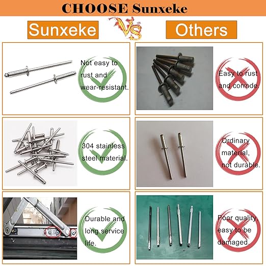 70pcs 3/16 x 3/8 inch 304 Stainless Steel Pop Rivets, 4.8 x 10mm Blind Rivets for DIY/Automotive Repairs/Furniture