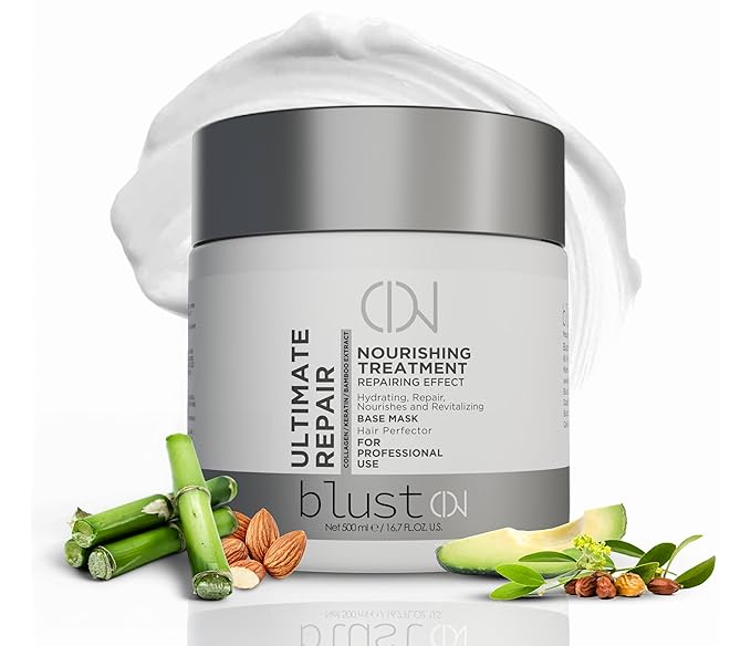 Ultimate Repair Mask with Collagen & Keratin for Damaged Hair - Hydration Deep Treatment for Dry Hair - Frizz Control & Nourishment Mask with Bamboo & Avocado Oil 500Ml-VeraVaultWomen