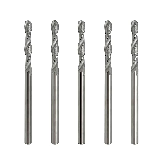 1/8" Solid Carbide Jobber Drill Bits with Straight Shank and 118° Point Angle, Made from Tungsten Carbide Material,5-Pieces