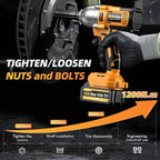 Cordless Impact Wrench 1/2 Inch, 1200N·m(886ft・lbs) Brushless High Torque Impact Gun, 21V Electric Impact Driver, 2x4.0Ah Batteries, Charger & 6 Sockets, Variable Speeds for Car/Truck RV/Mower