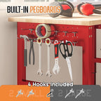 SPECRAFT 84" Red Adjustable Heavy Duty Workbench with 4 AC Outlet and 2 USB Ports Power Outlets, 5000 Lbs Capacity, Rubber Wood Top for Garage, Workshop, Office