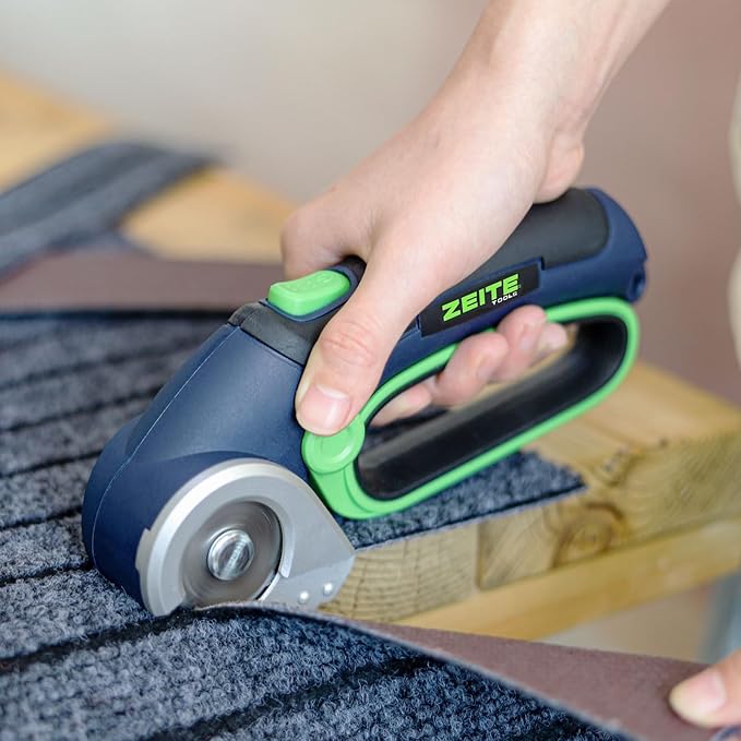 ZEITE 4V Cordless Electric Scissors,Cardboard Cutter with 2 Blades,Storage Box,USB Charging Cable,Power Rotary Cutter,Max Cutting 1/4",for Cardboard Box,Thin Carpet & Plastic, Easy to Hold and Safe