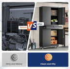 Yizosh Metal Garage Storage Cabinet with Locking Doors and Adjustable Shelves, 73" Rolling Tool Storage Cabinet with 4 Wheels and 1 Drawer for Garage,Warehouse (Black)