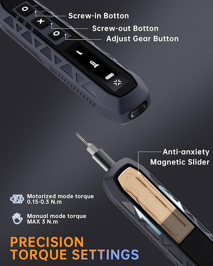 Electric Screwdriver Kit, 181 in 1 Mini Precision Screwdriver Set with 162 Magnetic Bits, 3 Torque Settings, 3.7V Cordless Power Screwdriver Repair Tool for Phone Camera Laptop Watch