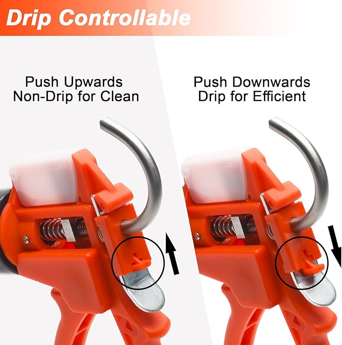 Caulking Gun, Silicone Sealant Caulk Gun for Caulking/Filling/Sealing, No Drip Hand Caulk gun with Ergonomic Grip,18:1 Thrust Ratio, Iron Smooth Rod for 10oz Caulk tubes