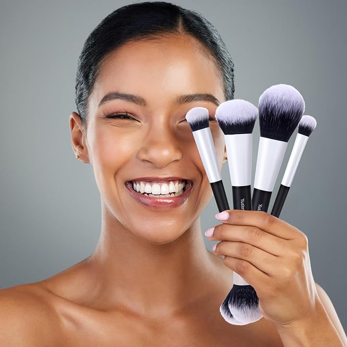 Makeup Brush Set 10pc, Dual-Ended Makeup Brushes For Bronzer, Contour, Eyeshadow, Blush, Concealer, Foundation-VeraVaultWomen