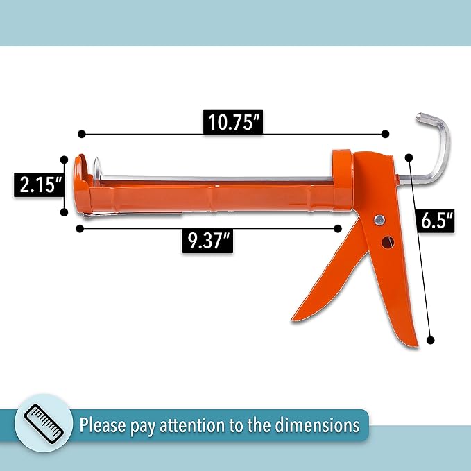 Bates- Caulking Silicone Gun, 10:1 Thrust Ratio, Hand Caulking Guns, No Drip
