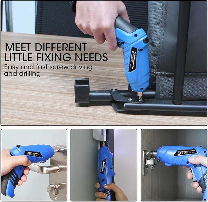 Cordless Electric Screwdriver, 3.6V Rechargeable Power Screwdriver with 47 pcs Accessories, usb charging, 3Nm Screw Gun, mini Carrying screwdriver set with LED Light Electric Power Drill Set