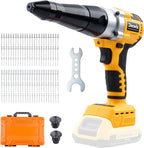 Cordless Rivet Gun Electric Compatible with Dewalt 20V Max Battery, Brushless Cordless Rivet Tool Kit, Pop Rivet Gun with 3 Size (1/8", 5/32", 3/16") Rivets & Rivet Head, Led Light (Tool Only)
