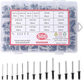 500pcs Pop Rivets Assortment Kit,14 Sizes Aluminum Rivets,Blind Rivets set,including 3/32" 1/8" 5/32" 3/16",metal Dome Head rivets Assortment kit with labels Storage boxes (Black)