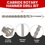 1-3/4 X 24 in SDS MAX Bits, Rotary Hammer Drill Bits, Carbide Drill Bits, Masonry Drill Bits for Concrete, Stone and Brick, SDS MAX Hammer Double Flute, Masonry Drill Bit, Concrete Drill Bit