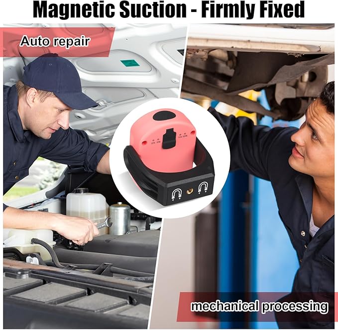 Retisee 2 Pcs 720 Lumens Magnetic Work Light USB Rechargeable LED Flashlight Portable Inspection Light for Car Repair Emergency Lighting Mechanics Workshop (Pink)