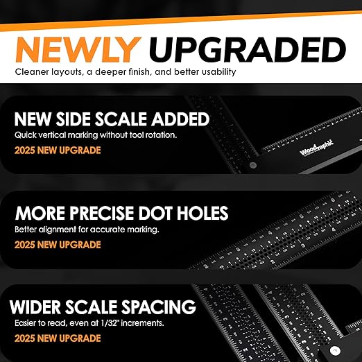 Precision Square Ruler for Measuring and Marking - Aluminum Steel Framing Tool for Professional Carpentry Use (8 Inch (New))