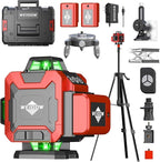 16 Lines Self-Leveling Laser Level with Tripod, 4x360°4D Green Cross Line Vertical & Horizontal Laser for Construction,Home Renovation,Remote Controller&Durable Case