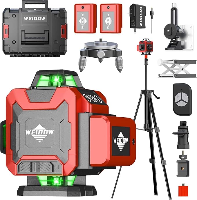 16 Lines Self-Leveling Laser Level with Tripod, 4x360°4D Green Cross Line Vertical & Horizontal Laser for Construction,Home Renovation,Remote Controller&Durable Case