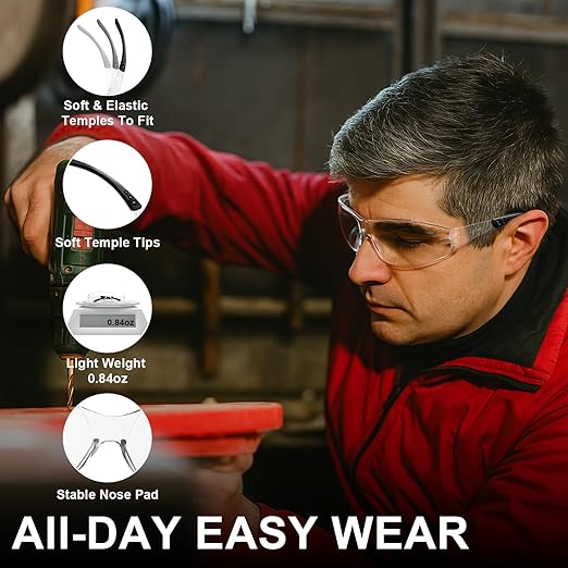 ANSI Z87.1 Clear Safety Glasses Bulk 36 pack, Safety Glasses for men and women, Scratch&Impact-Resistant Clear Protective Glasses for construction, lab, in-/outdoor work