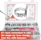 AKIHISA 300pcs 16 Sizes Single Ear Hose Clamps, 5.3-36.1mm Stainless Steel_304 Crimp Hose Clamps Cinch Rings Assortment Kit for Automotive, Pipe, Plumbing