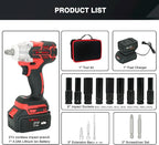 BeHappy Power Impact Wrench 21V, 1/2" Cordless Impact Wrench with 4.0Ah Li-ion Battery for Home, DIY
