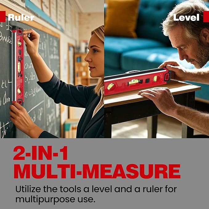 KATA Light-up Torpedo Level Magnetic: 9 Inch Shockproof Small Leveler Tool with 45/90/180 Degree Vials - Removable Line Bubble Spirit Levels For Hanging Pictures, Installing Shelf in Dark Tight Spaces