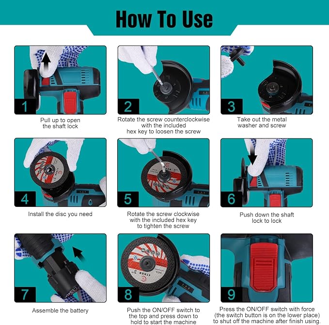 Cordless Angle Grinder Set, 12V 3inch Mini Electric Angle Grinding Tool with 2Pcs 1100mAh Batteries and 7-Cutting Discs, 19000RPM Electric Grinding Tool Handheld Cutter for Metal Wood