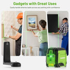 Laser Level, HUEPAR 98Ft Self Leveling Laser Level Green Line Laser Cross Line Laser Leveler Tool for Picture Hanging, Tile, Home Renovation, Indoor Project, Battery&Carrying Bag Includ with L-Bracket