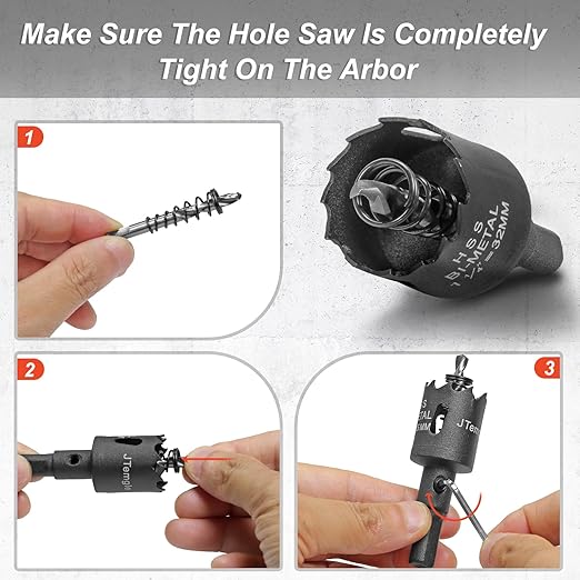 1-1/4 Inch Hole Saw with 9.1mm Triangle Shank Arbor, JTemgle Bi-Metal Hole Saw Heavy Duty Hole Cutting Tool for Cornhole Boards, Recessed Lights, Wood, Plastic, Drywall & Soft Metal
